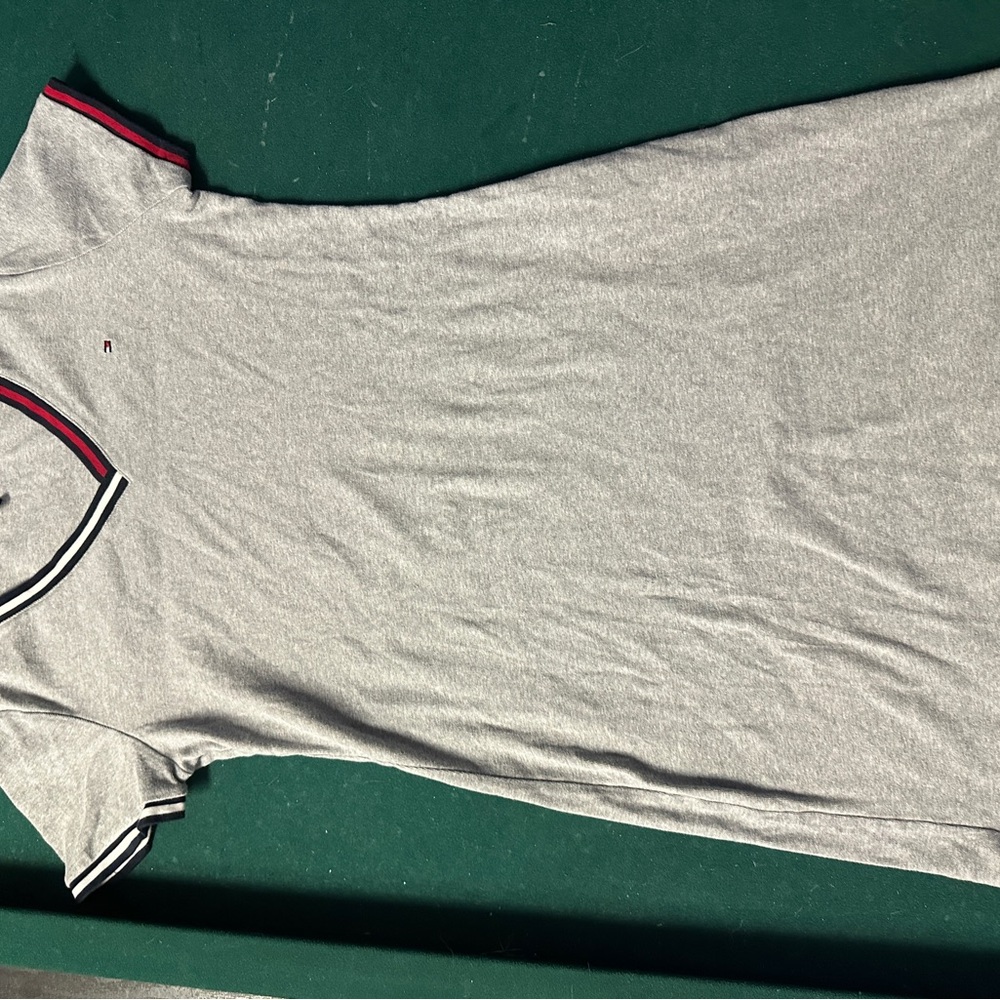 Gray Polo Dress with Striped Collar